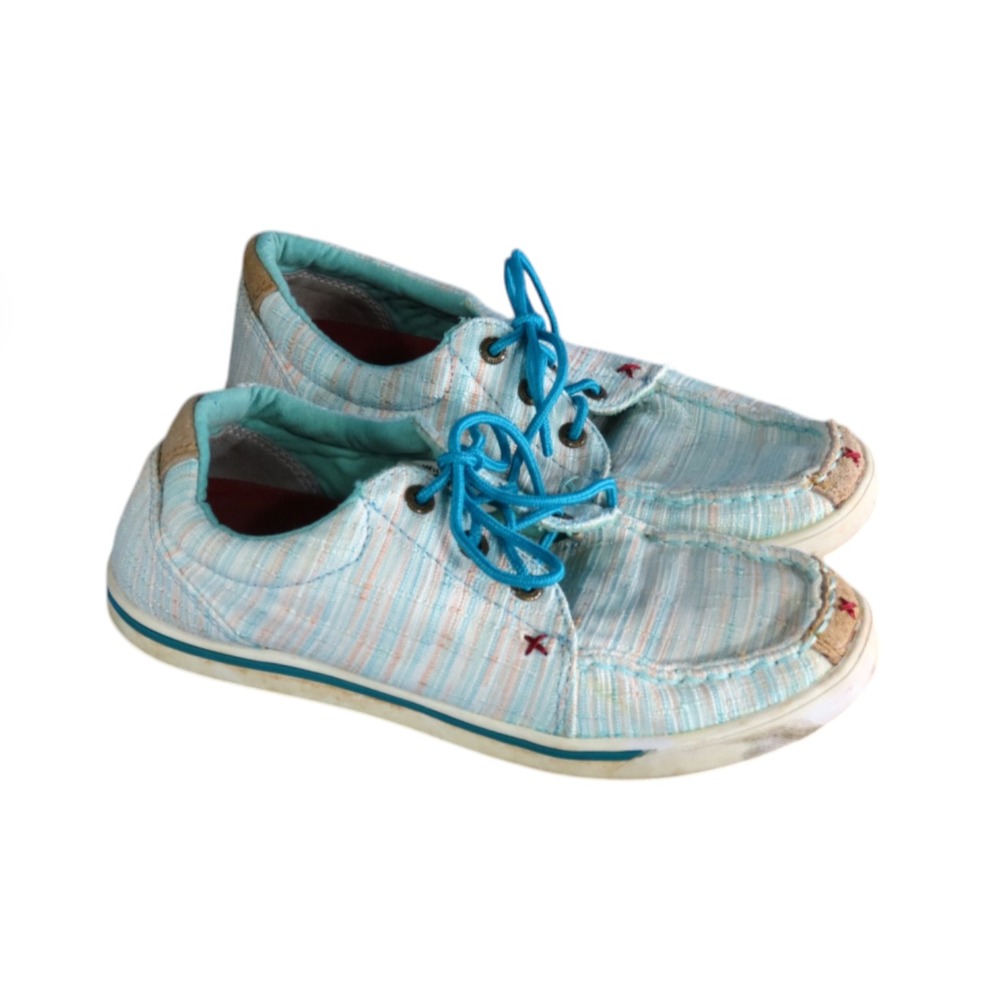 TWISTED X Hooey Lopers Shoes LOAFERS SNEAKERS Blue/Multi Canvas LACE-UP sz 6 M